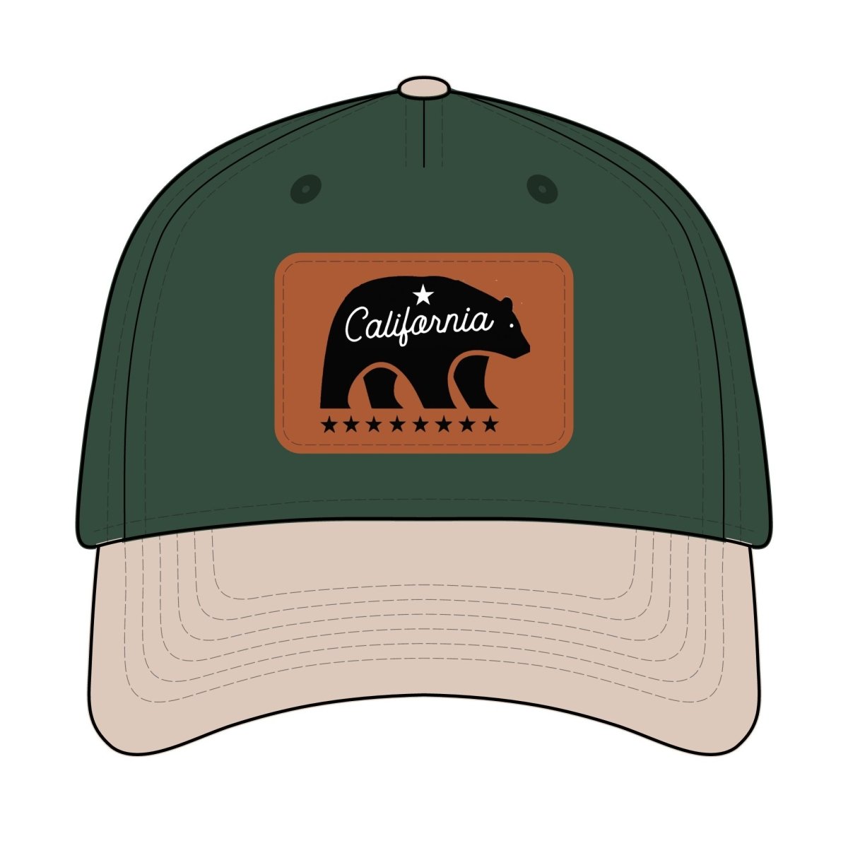 California Bear Mascot Leather Patch Baseball Cap – Vintage Outdoor Hat - Chinchilla Choons